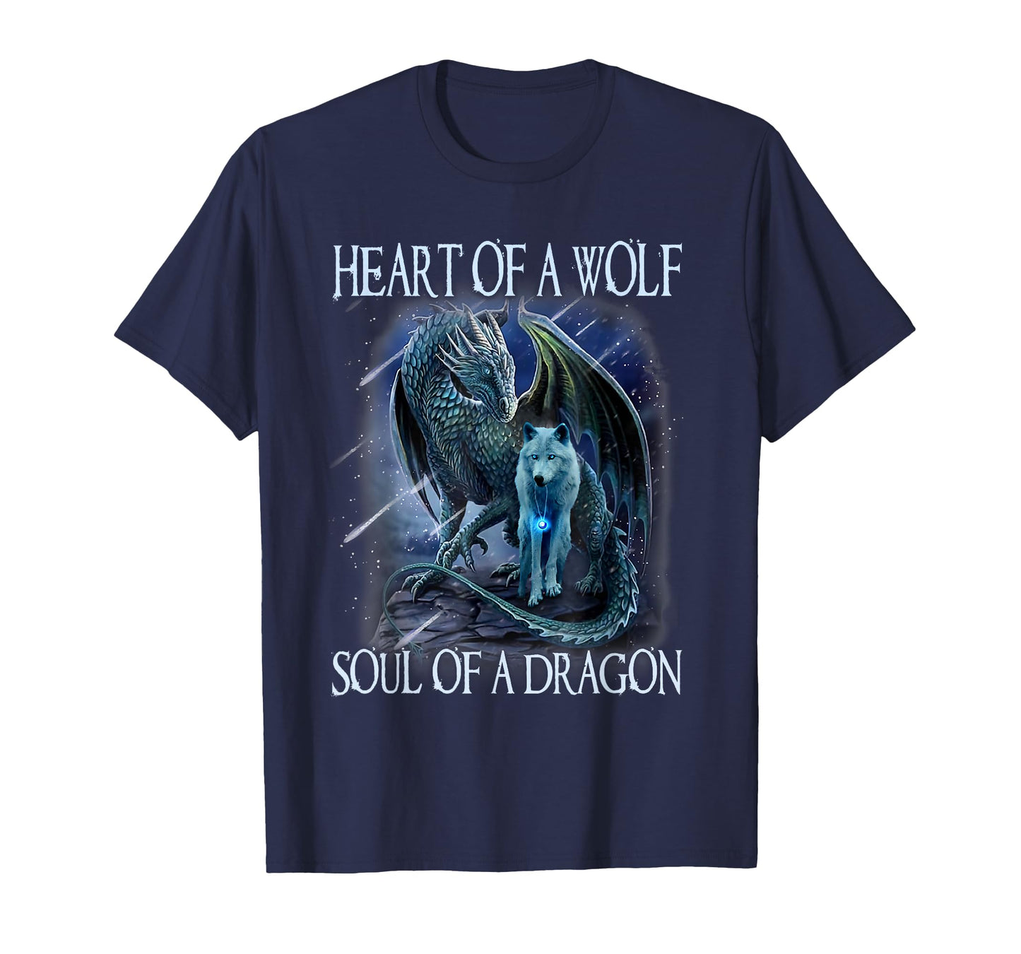 Heart Of Wolf Soul Of A Dragon - Cool Dragon - Wolf Warrior T-Shirt