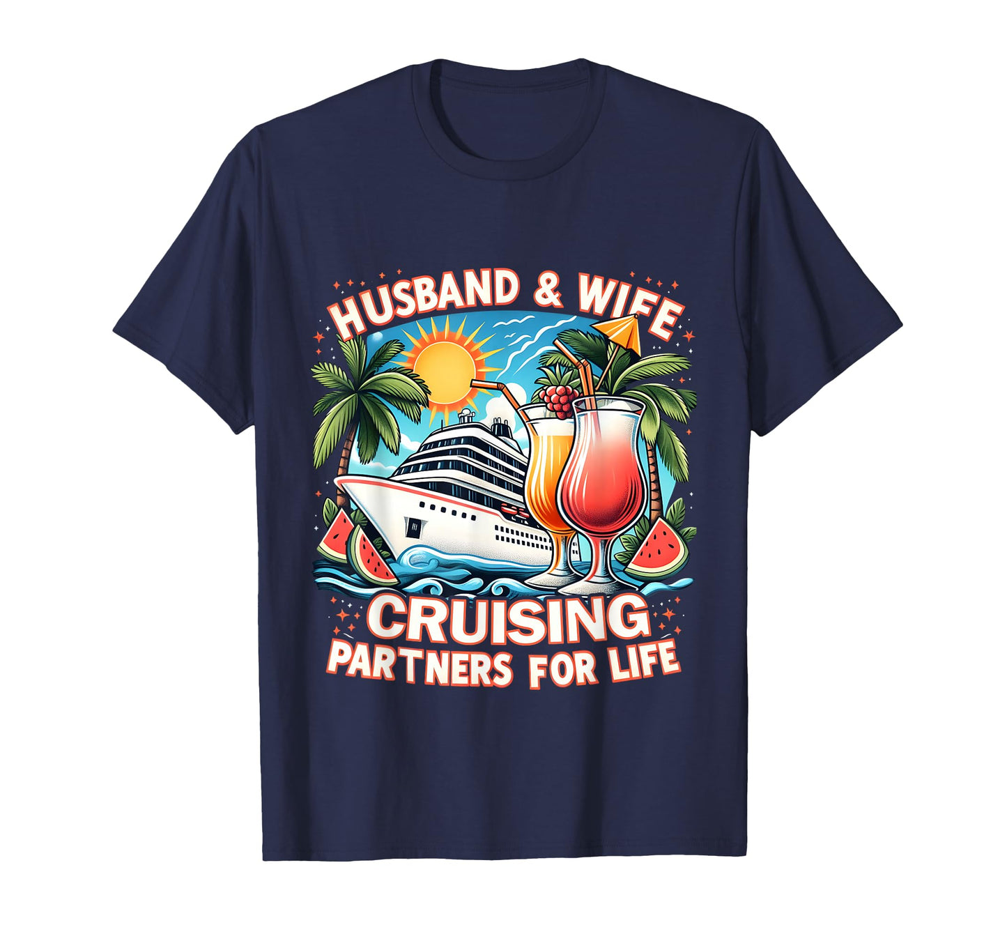 Husband and Wife Cruising Partners for Life Honeymoon Cruise T-Shirt