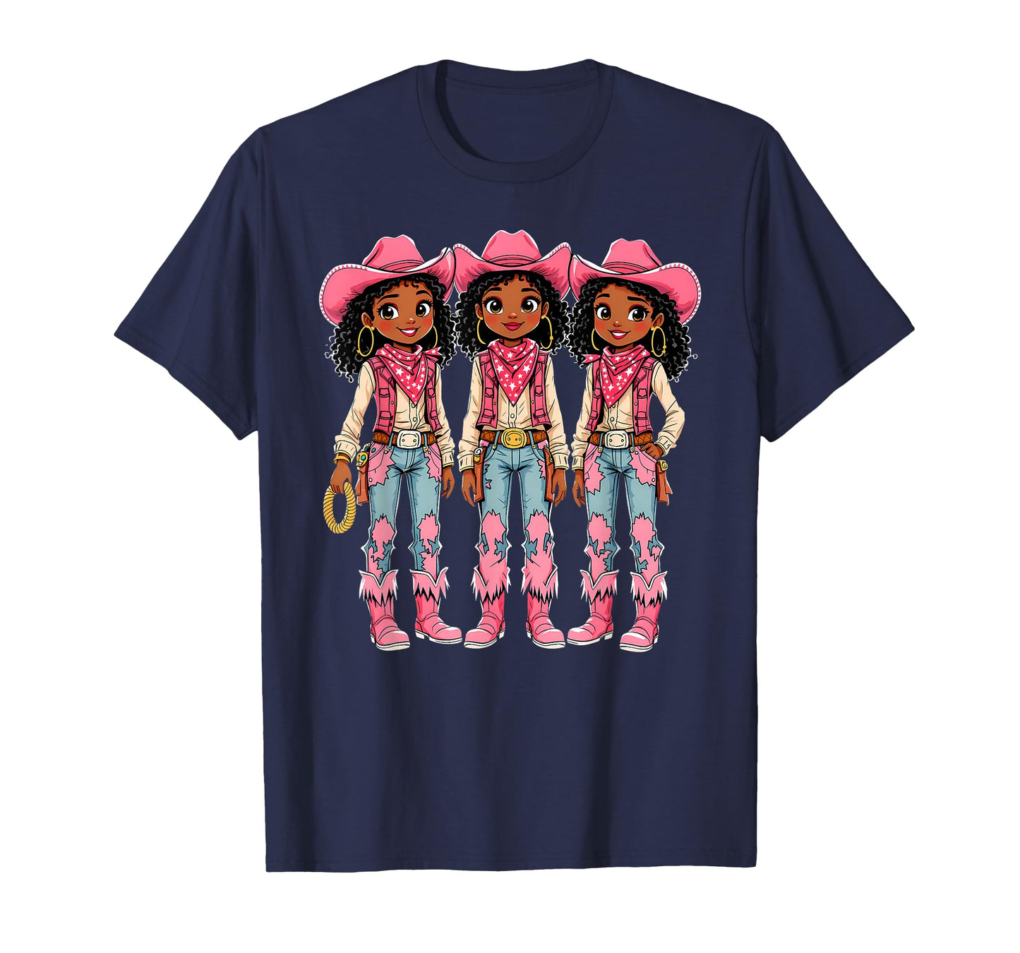 African American Black Cowgirl Girls Western Rodeo Melanin T-Shirt