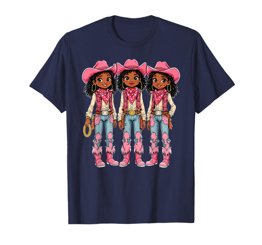 African American Black Cowgirl Girls Western Rodeo Melanin T-Shirt