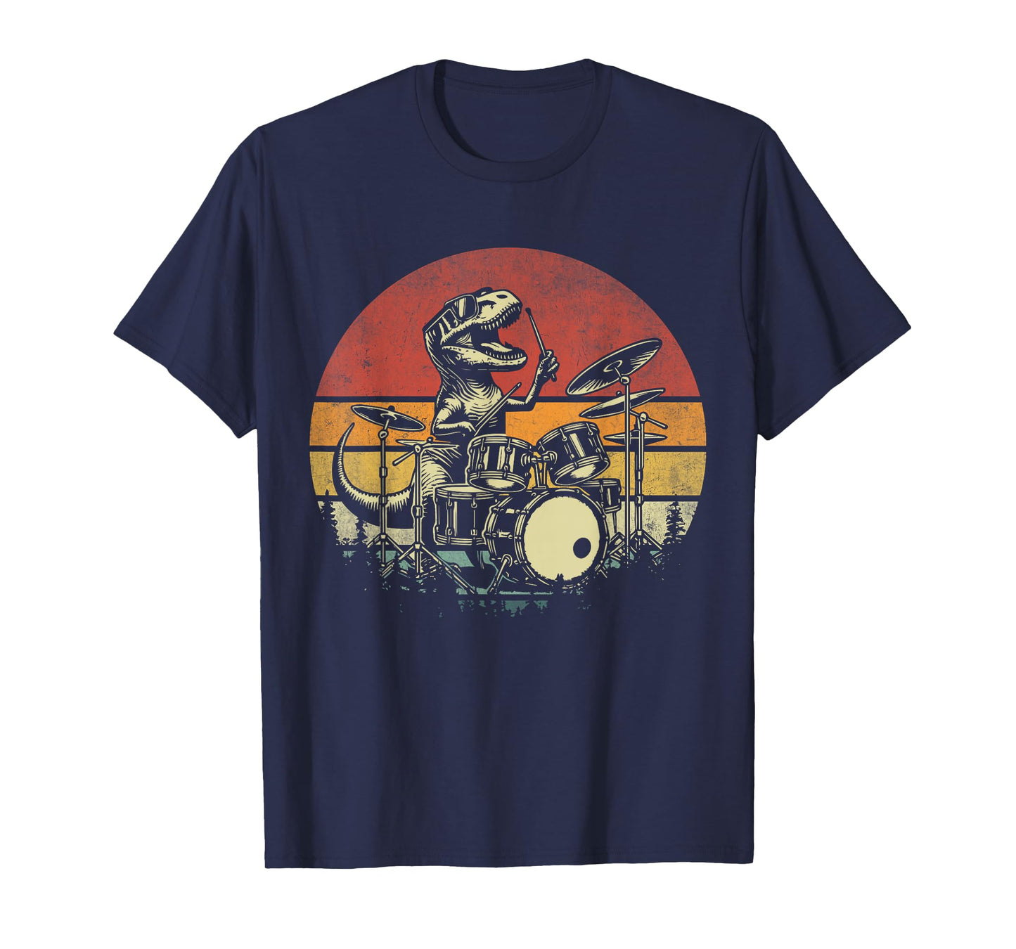 Funny Retro Trex Drummer Rock Drummer T-rex Playing Drums T-Shirt