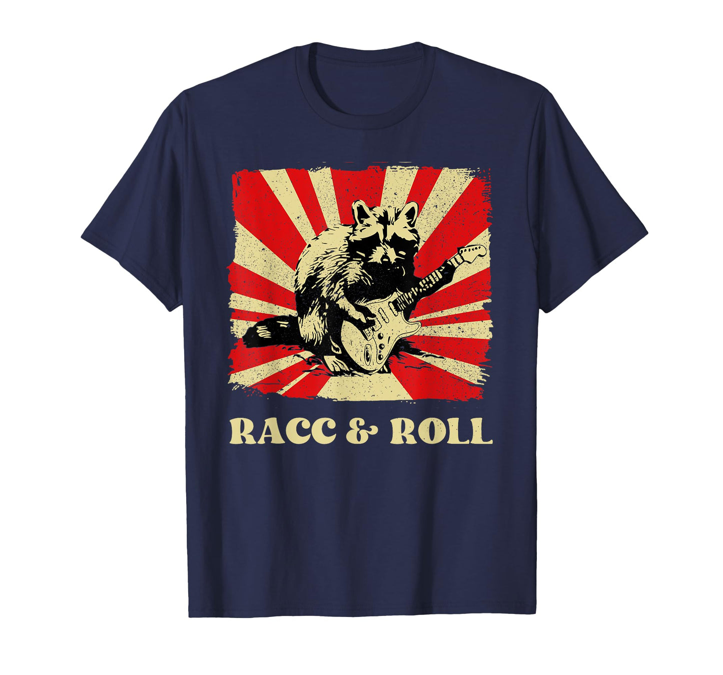 Funny Raccoon Playing Banjo Guitar Racc and Roll Cute Racoon T-Shirt