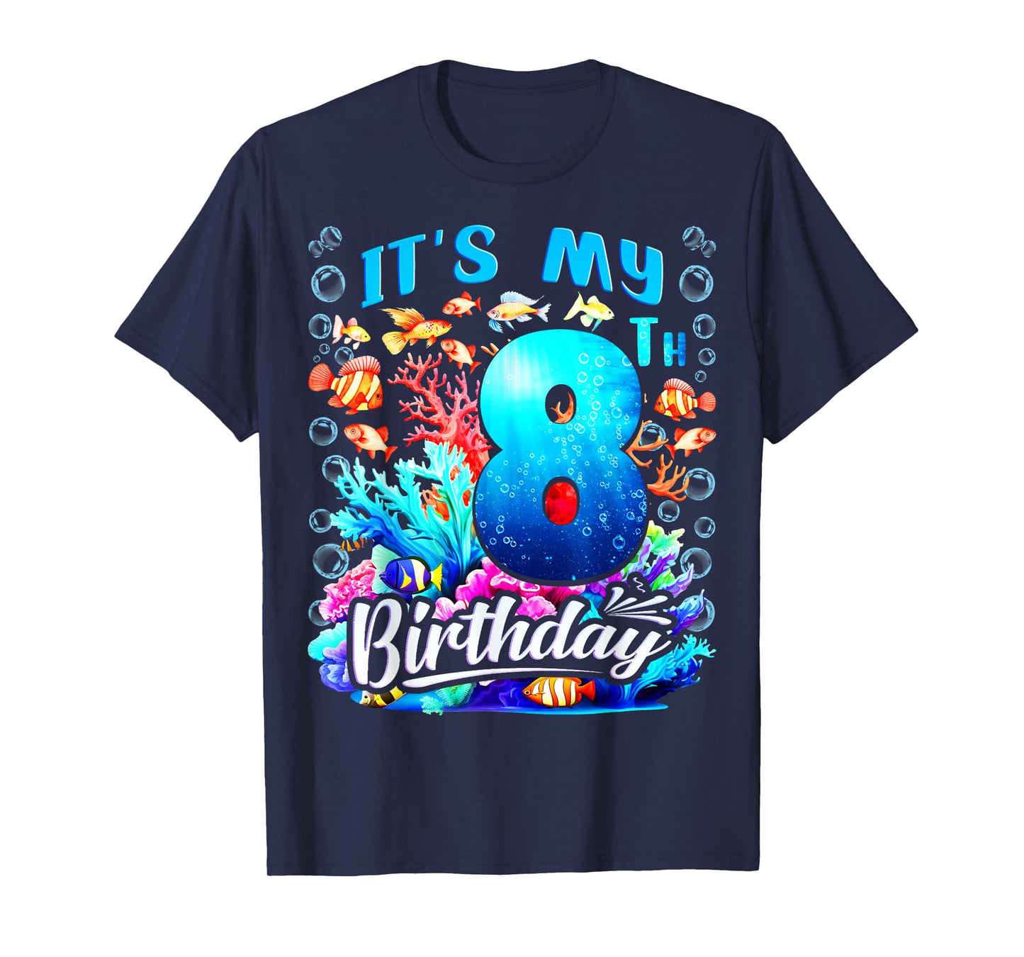 It's My 8th Birthday Boy Sea Fish Ocean Animals Aquarium T-Shirt