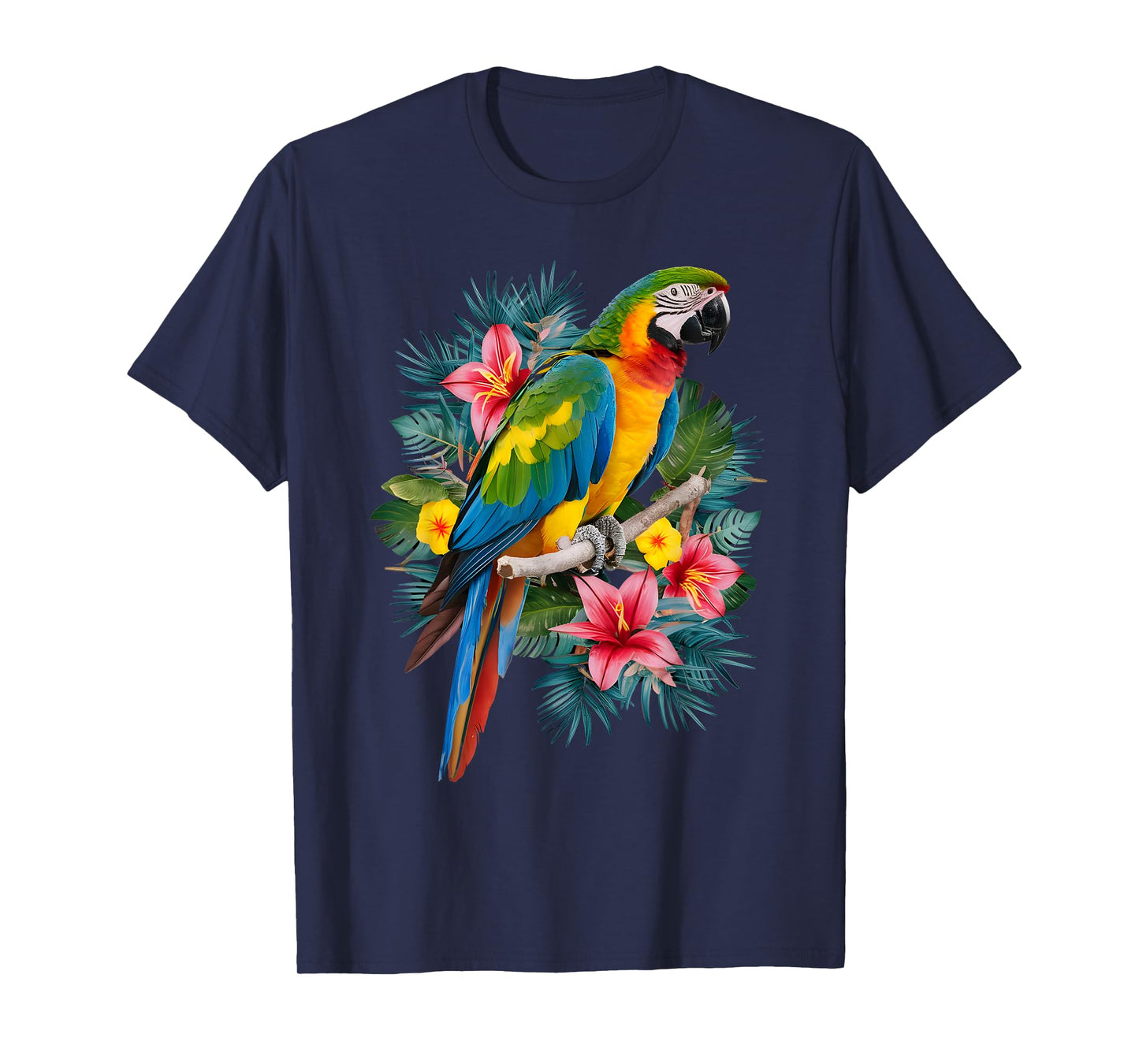 Parrot In Tropical Summer Flower Women Cockatiel Bird T-Shirt