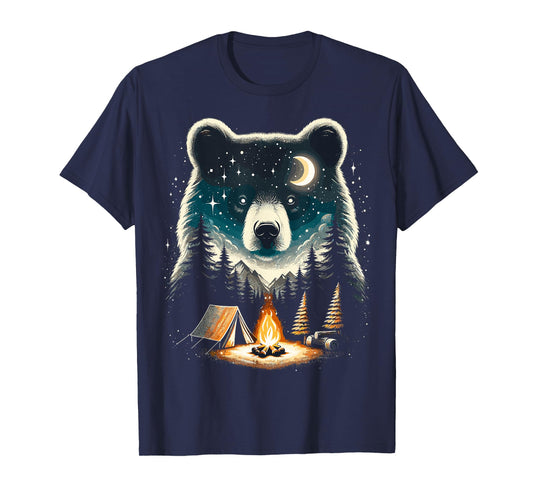 Retro Camping Bear Forest Nature Wildlife T-Shirt