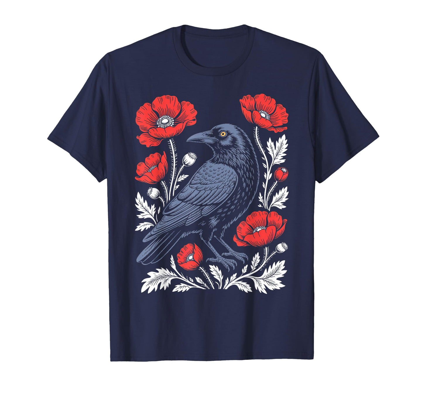Crow Floral Flower Animal Gothic Birds Animal Funny Crow T-Shirt