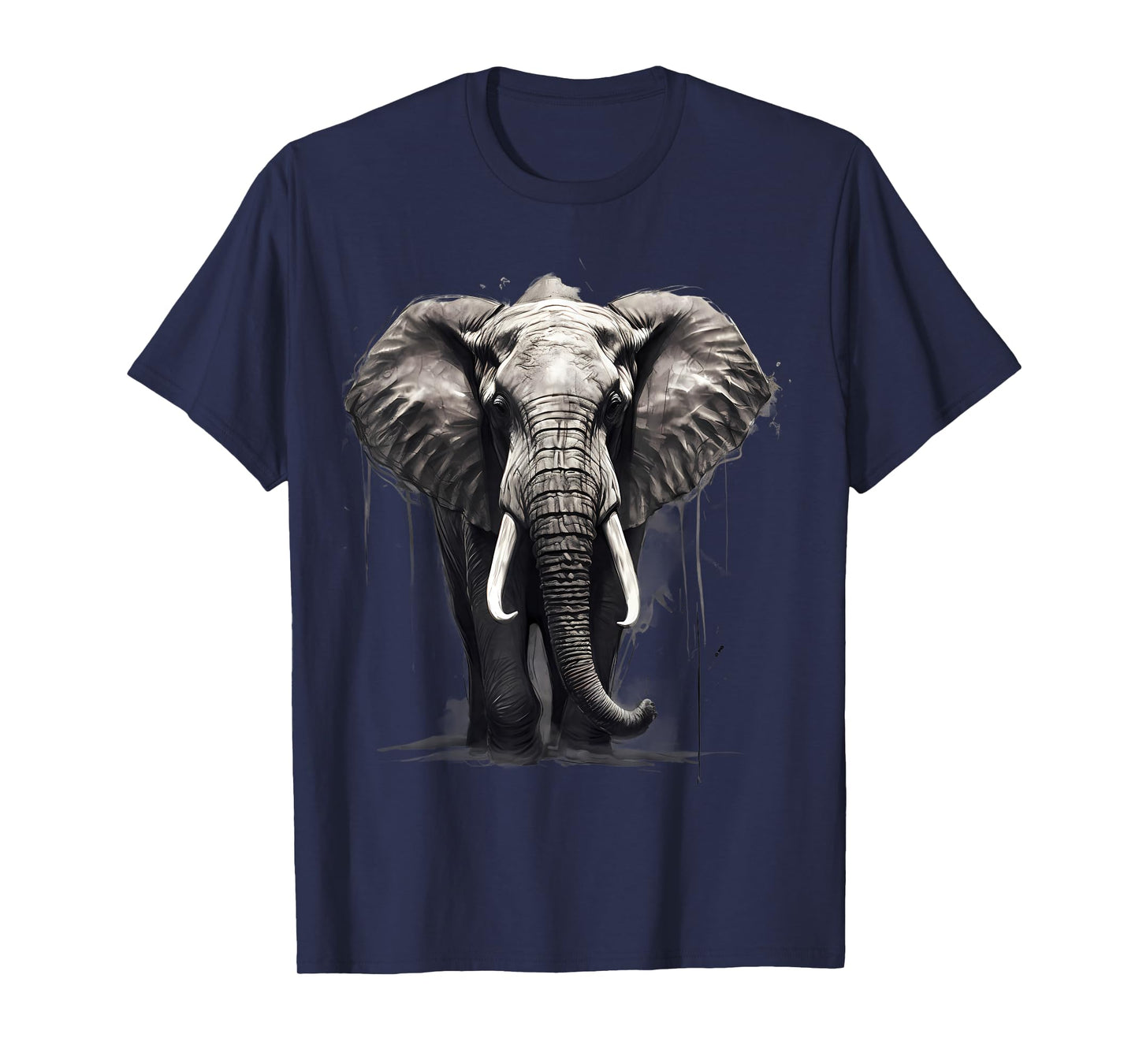 Elephant Safari Animal Print Motif Drawing Artwork Wildlife T-Shirt