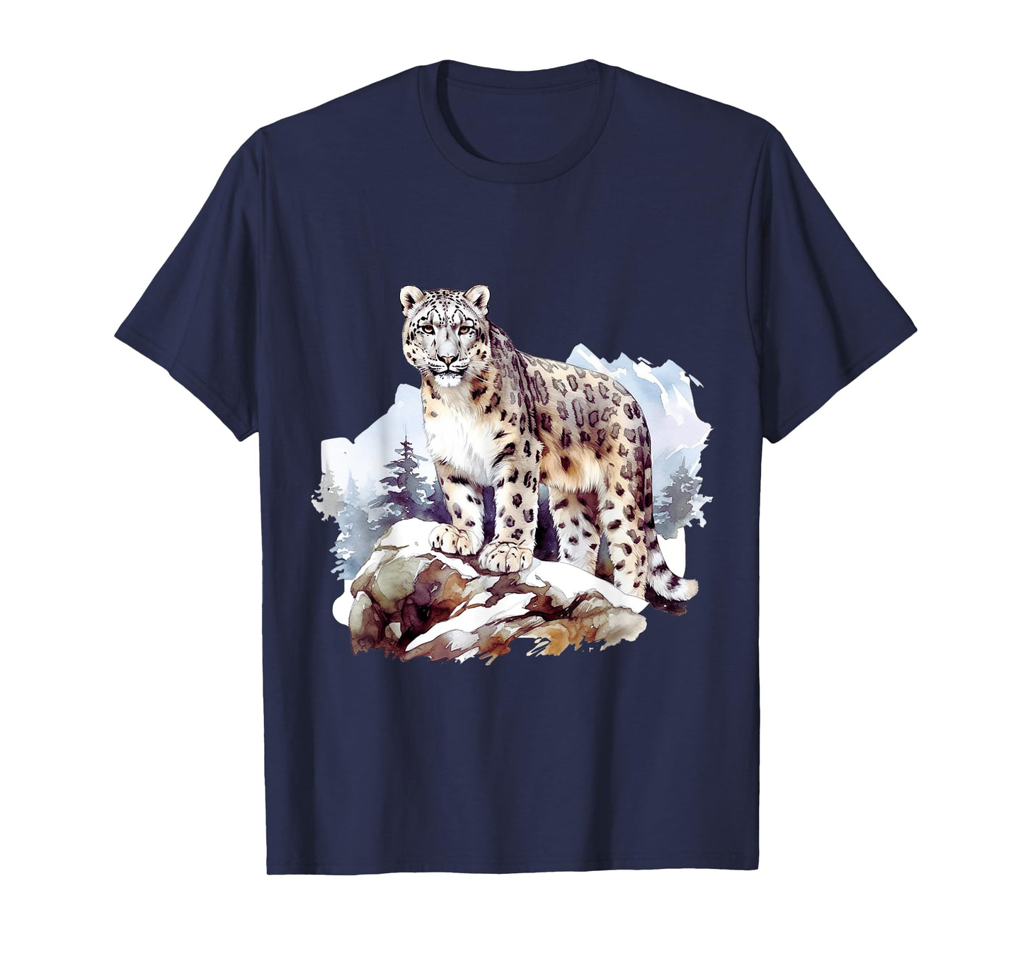 Snow Leopard Winter Mountain Big Cat Wildlife T-Shirt