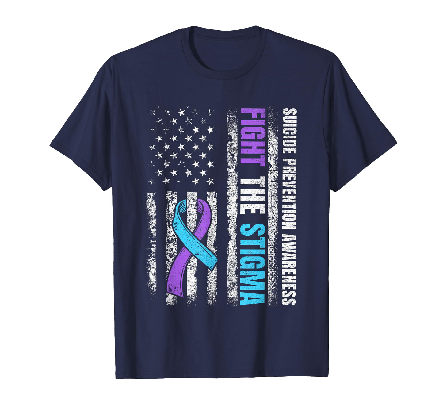 Fight The Stigma American Flag Suicide Prevention Awareness T-Shirt