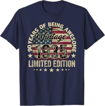 90 Years Old Born 1935 Vintage 90th birthday T-Shirt