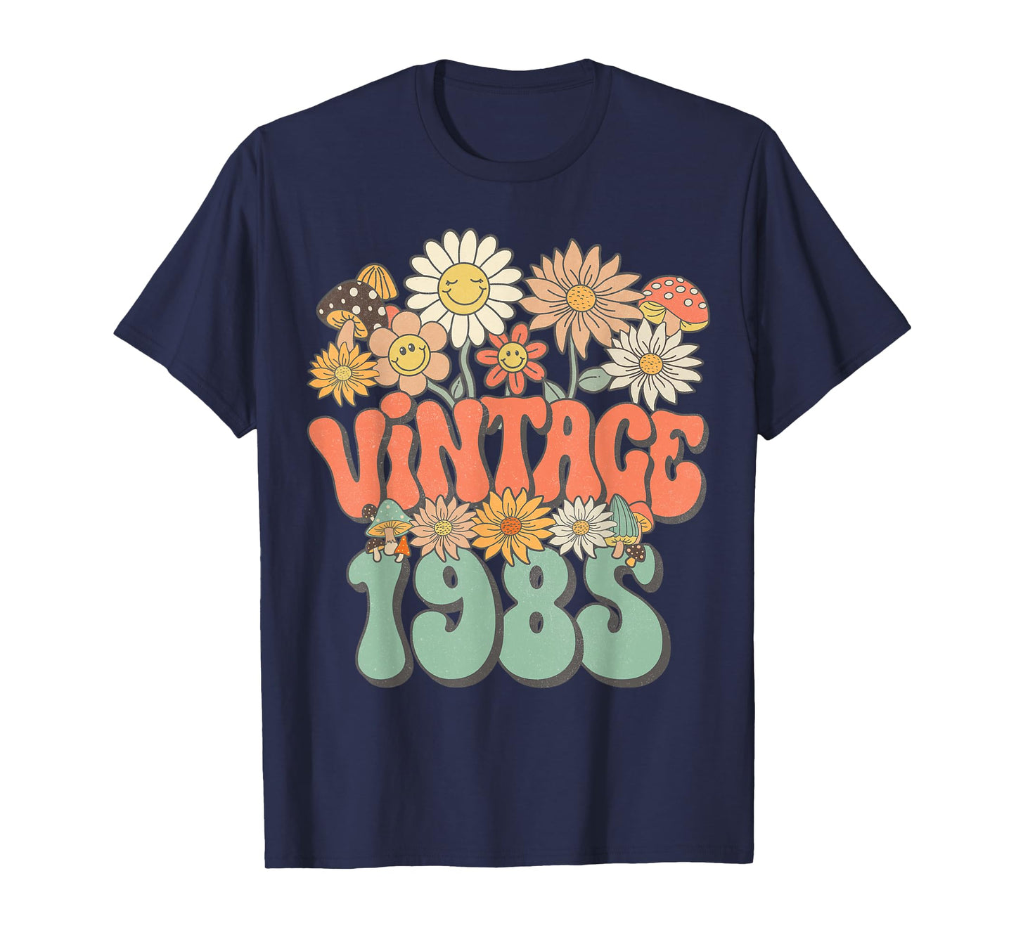 Retro Groovy Vintage 1985 Floral Hippie Daisy 40th Birthday T-Shirt