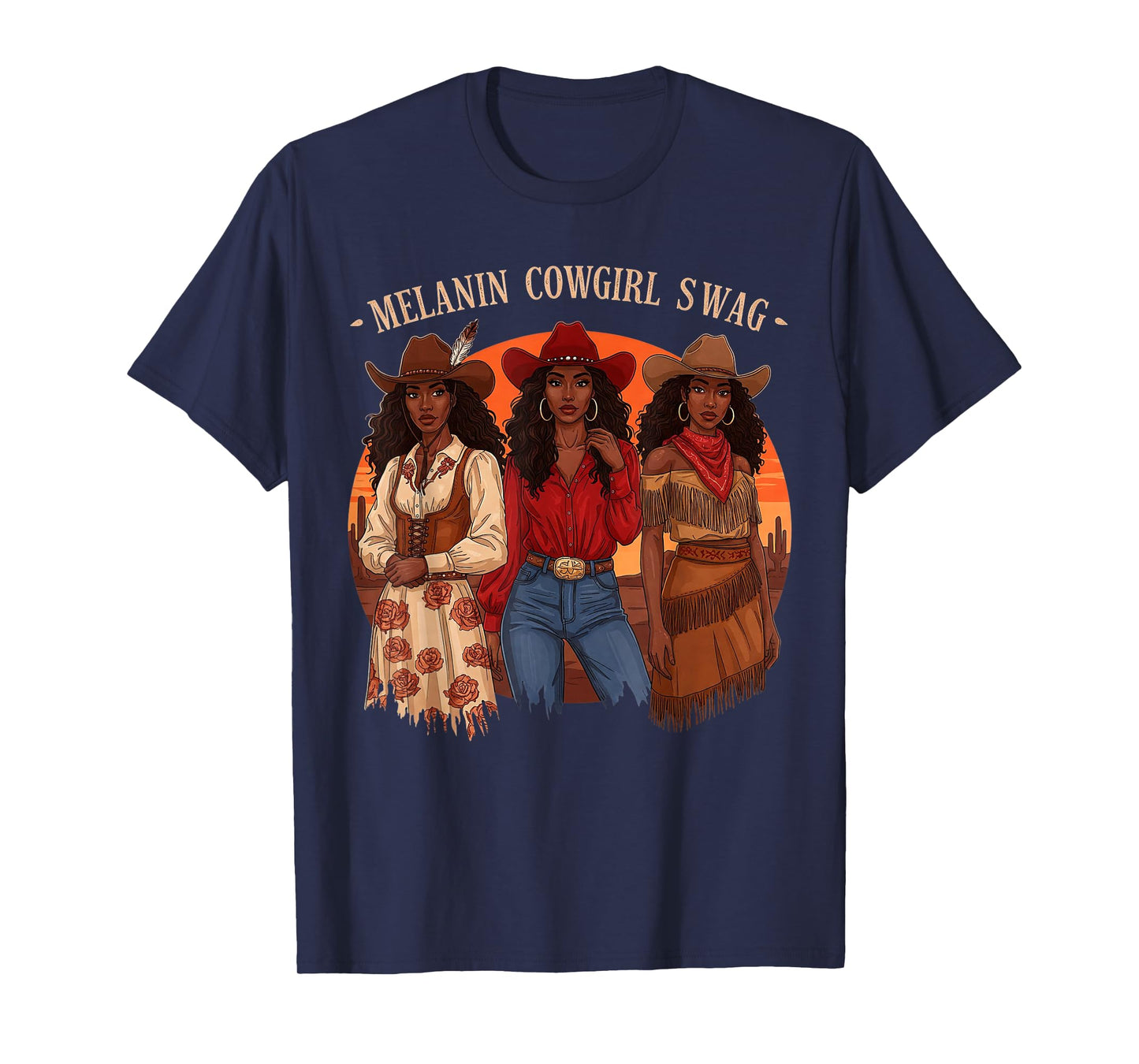 Let's Go Girls Retro Western Country Melanin Cowgirl Swag T-Shirt