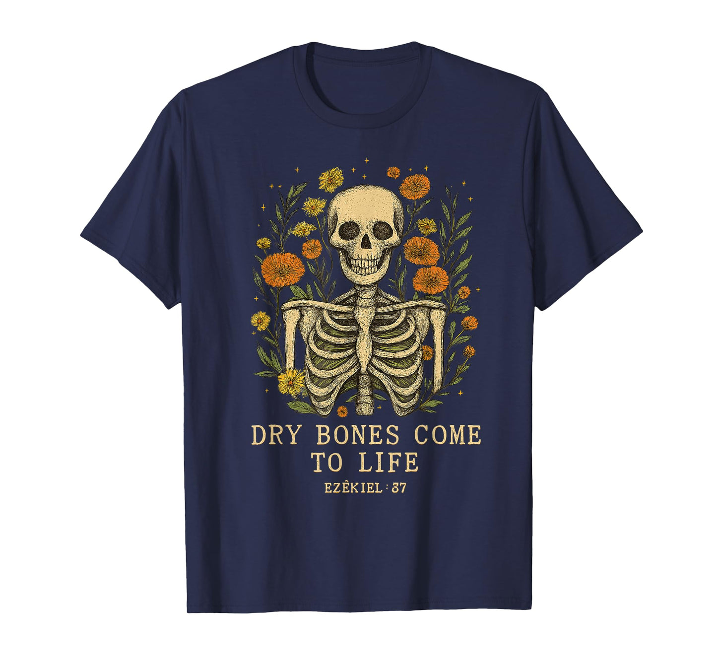 Dry Bones Come to Life Dancing Floral Skeleton T-Shirt