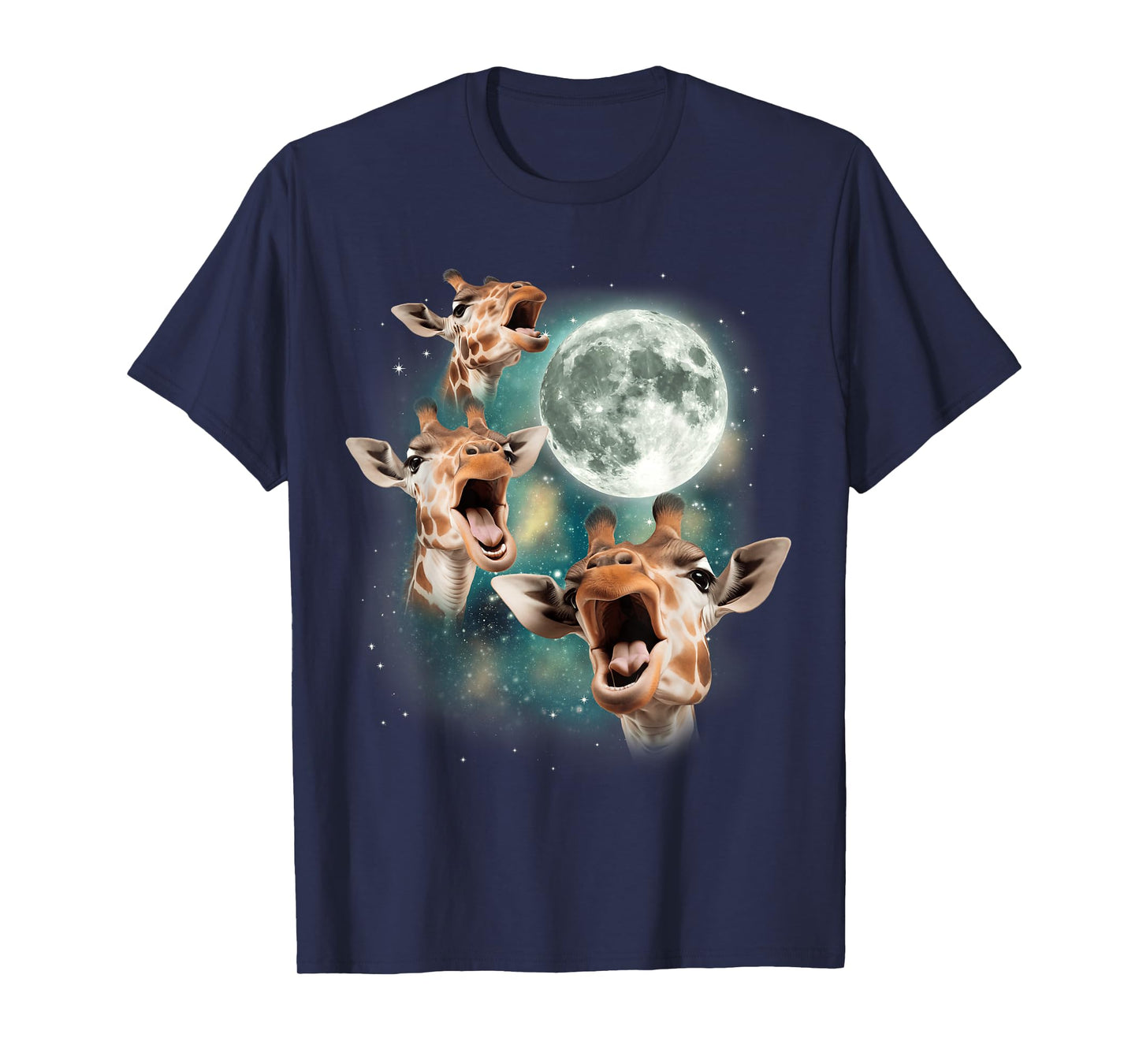 Three Giraffes Howling at Moon | 3 Savanna Wildlife Animals T-Shirt