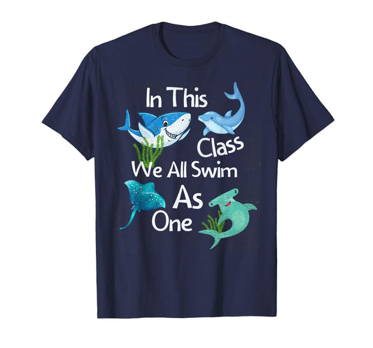 Back To School Shark Ocean Life Inclusive Elementary Teacher T-Shirt