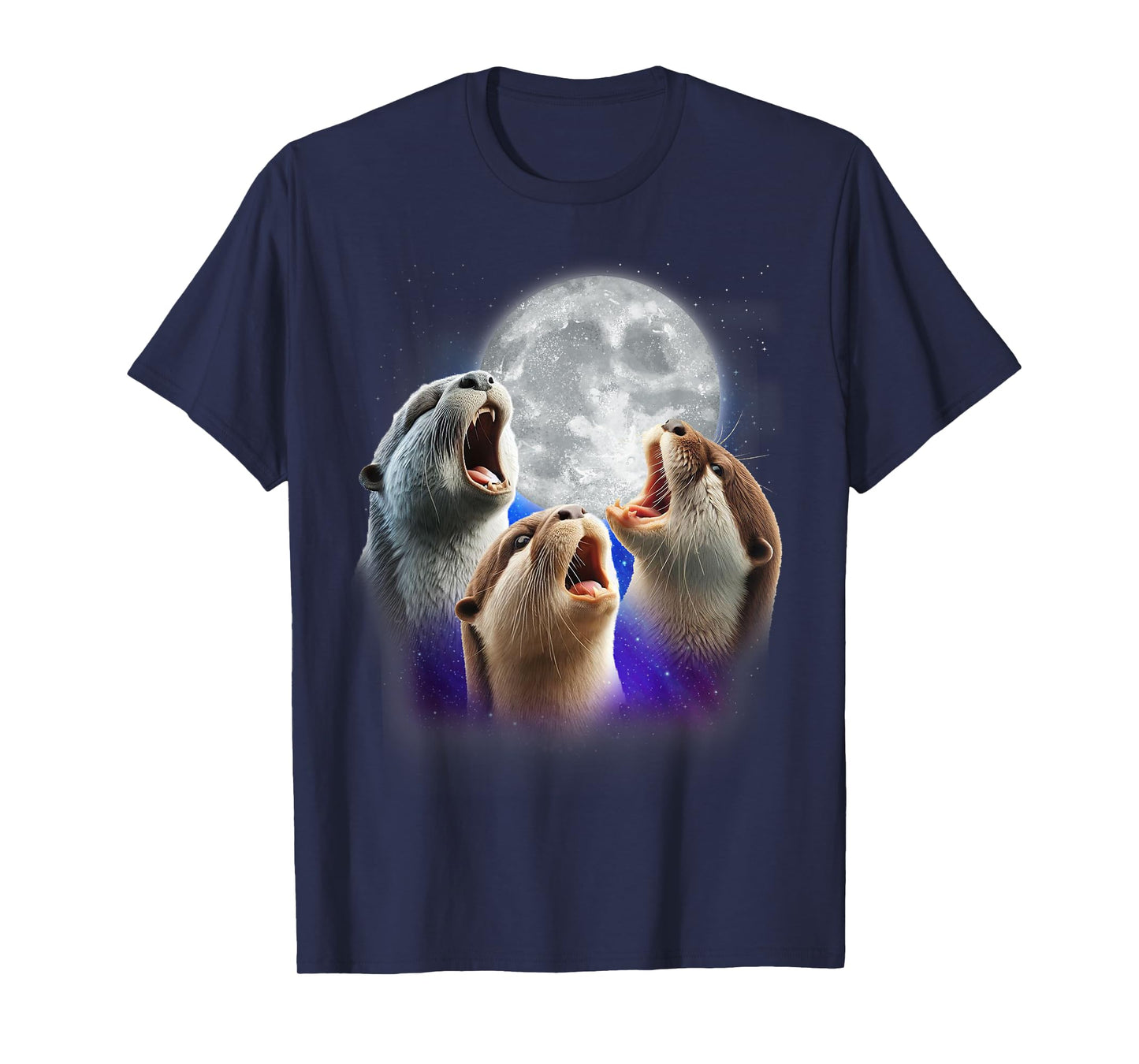 3 Otters Howling At The Moon Funny Sea Otter Animal Lover T-Shirt
