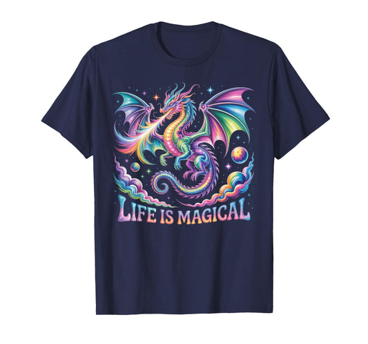 Life Is Magical Cute Star-Breathing Dragon T-Shirt