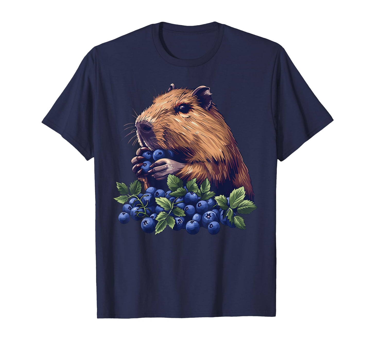 Blueberry Capybara Drawing Artwork Wildlife Blueberries T-Shirt