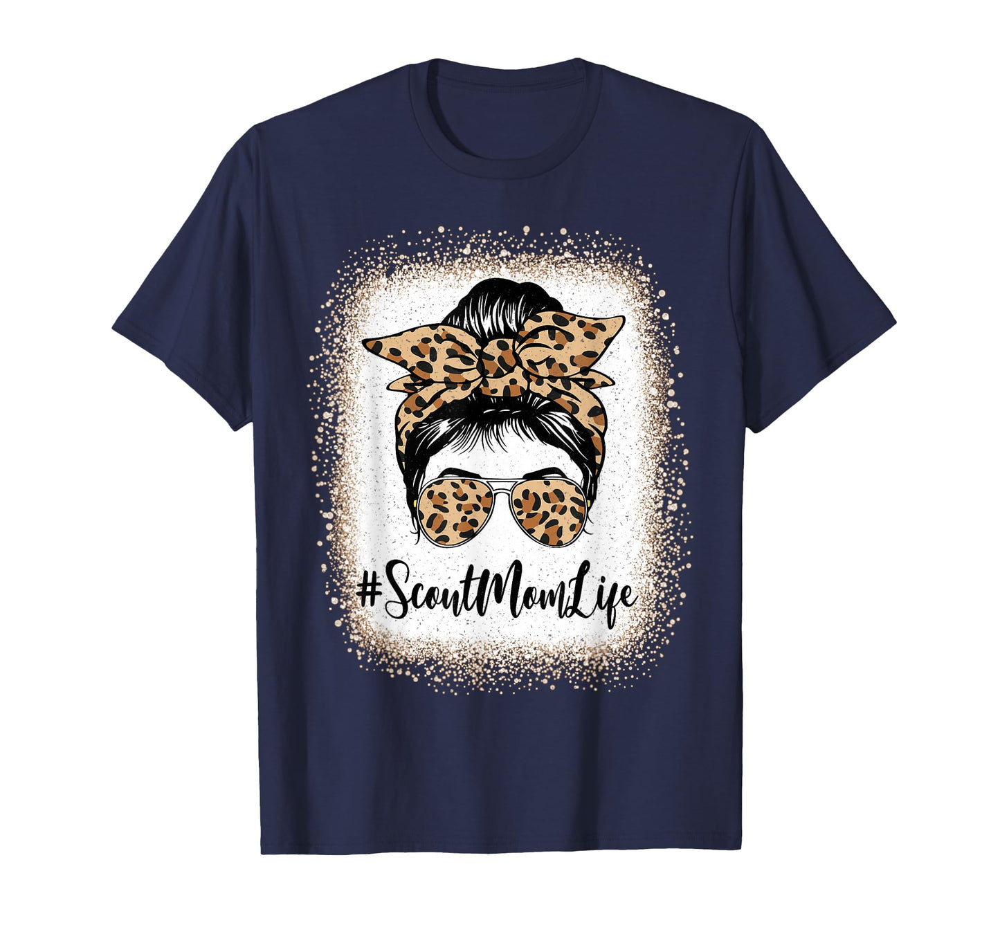 Scout Mom Life Bleached Leopard Messy Bun Mother's day T-Shirt
