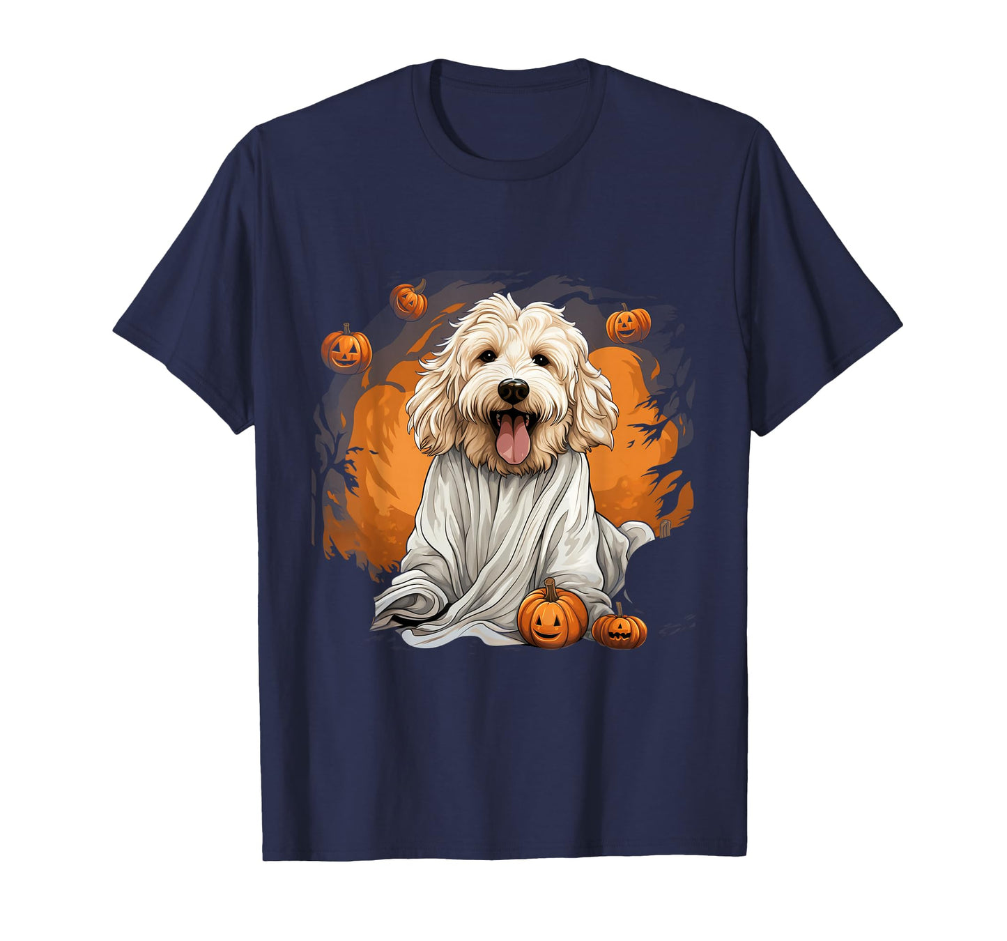 Goldendoodle Dog Ghost Funny Halloween Pumpkin For Dog T-Shirt