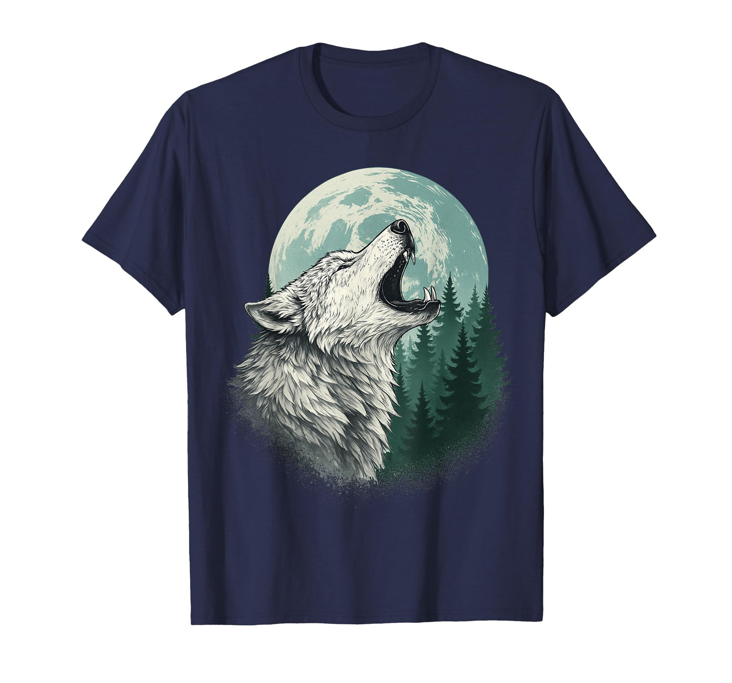 Wolf Howling at Moon Forest Wildlife Wolves Lovers T-Shirt