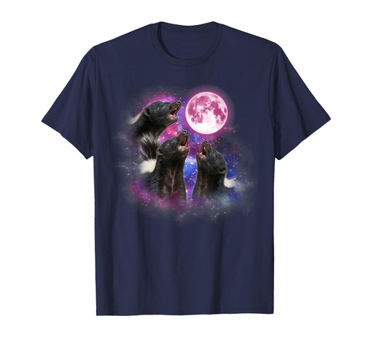 Skunk Howling At The Moon Wildlife colorful skunk tie dye T-Shirt