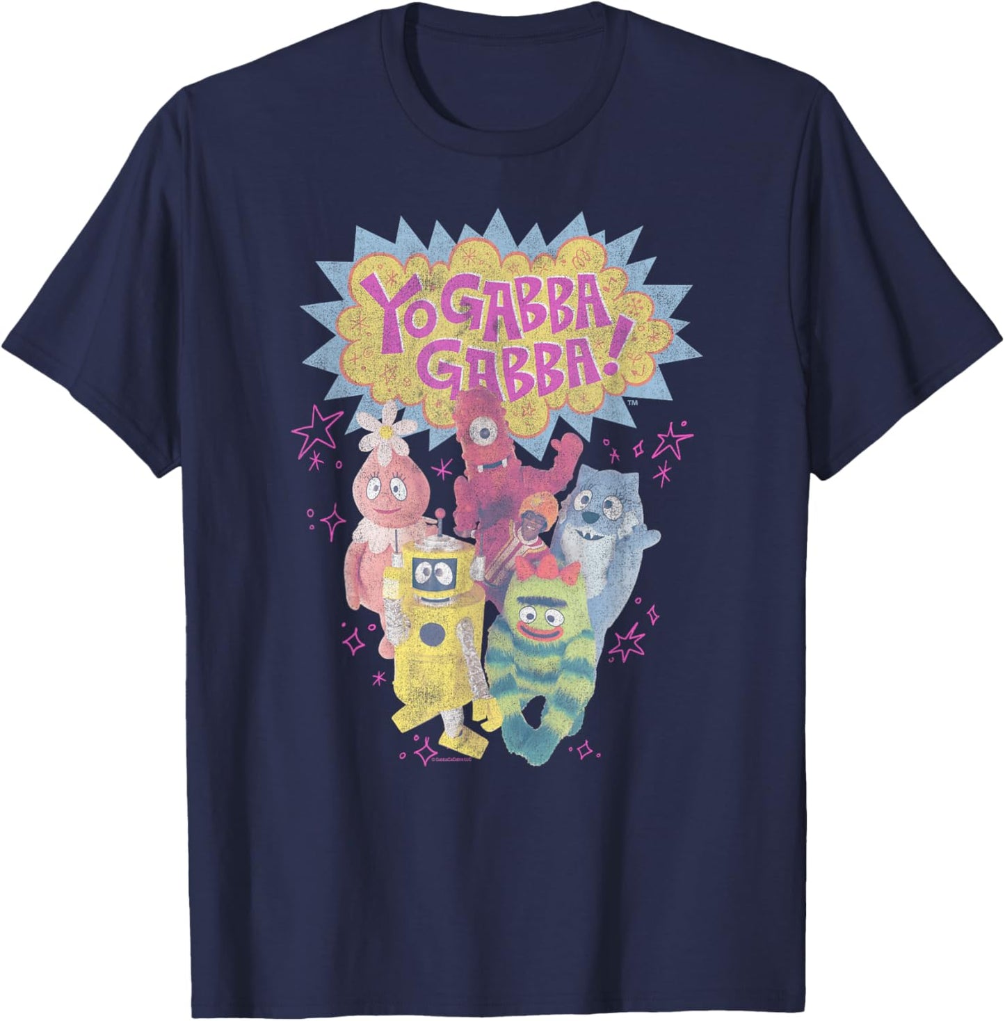 Yo Gabba Gabba! Vintage Logo with Characters TV Show T-Shirt