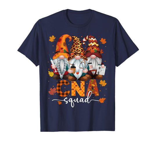 CNA Squad Gnome Nurse Leopard Thanksgiving Stethoscope T-Shirt