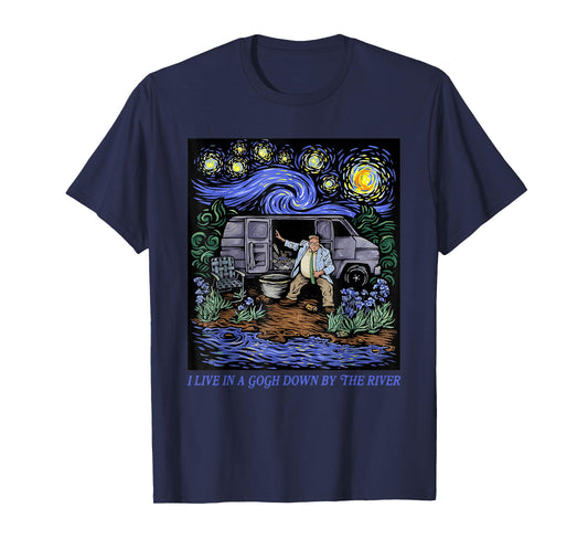 Vintage Design I Live In A Van-Gogh Down-By The River T-Shirt