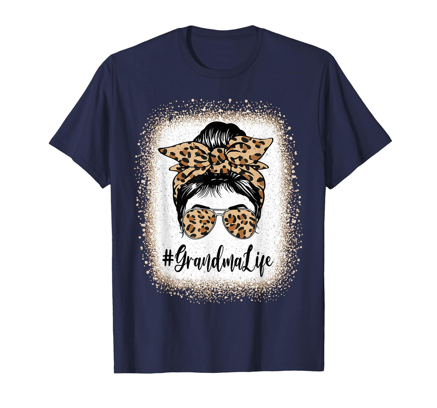 Grandma Life Bleached Leopard Messy Bun Mother's day T-Shirt