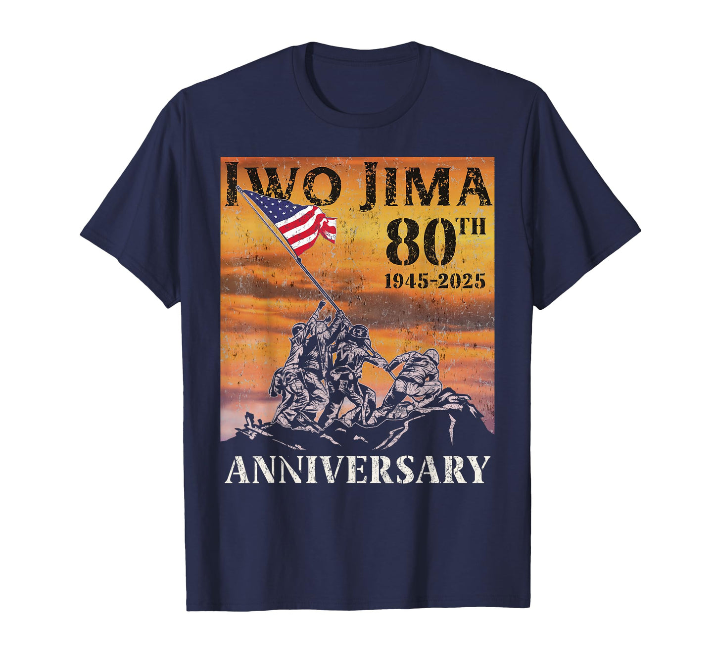 Iwo Jima 80th Anniversary WWII Veteran US Flag 4th of July T-Shirt