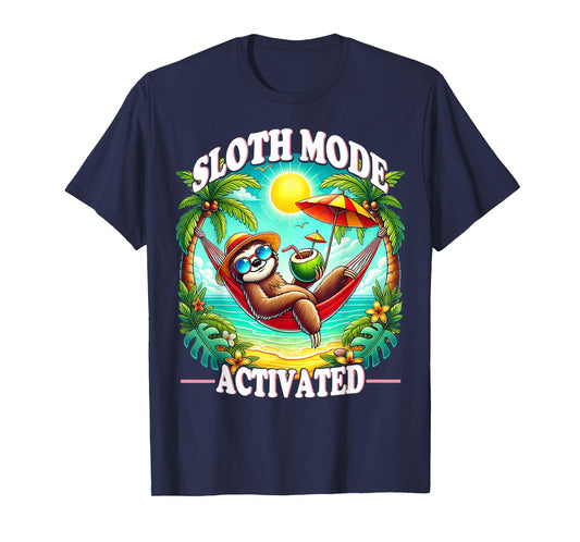 Chill Mode Activated Sloth Hammock Beach Sunset Summer Vibes T-Shirt
