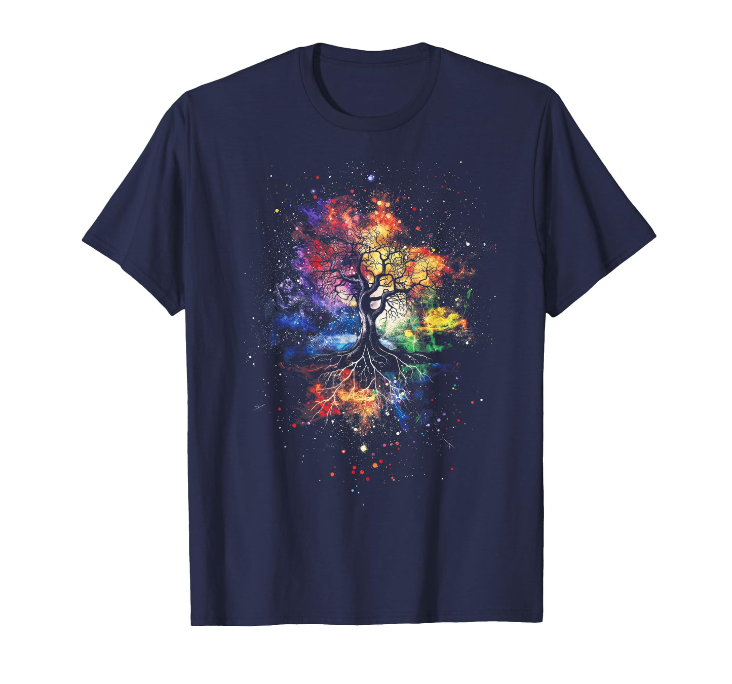 Tree Life Fantasy Mystical Nature Spiritual Unisex-Adults T-Shirt, Black, Small, Short Sleeve, Graphic, All Seasons, Pull On, 1 Count, Artistic Design, Lightweight Comfort