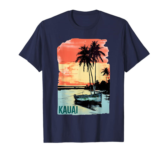 Kauai Hawaii Beach Life Boating Palm Trees Souvenir T-Shirt