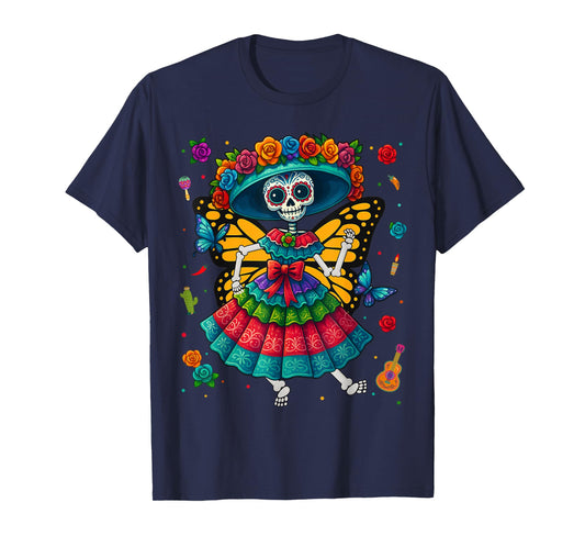 Dia De Los Muertos Monarch Butterfly Day of Dead Girl Women T-Shirt