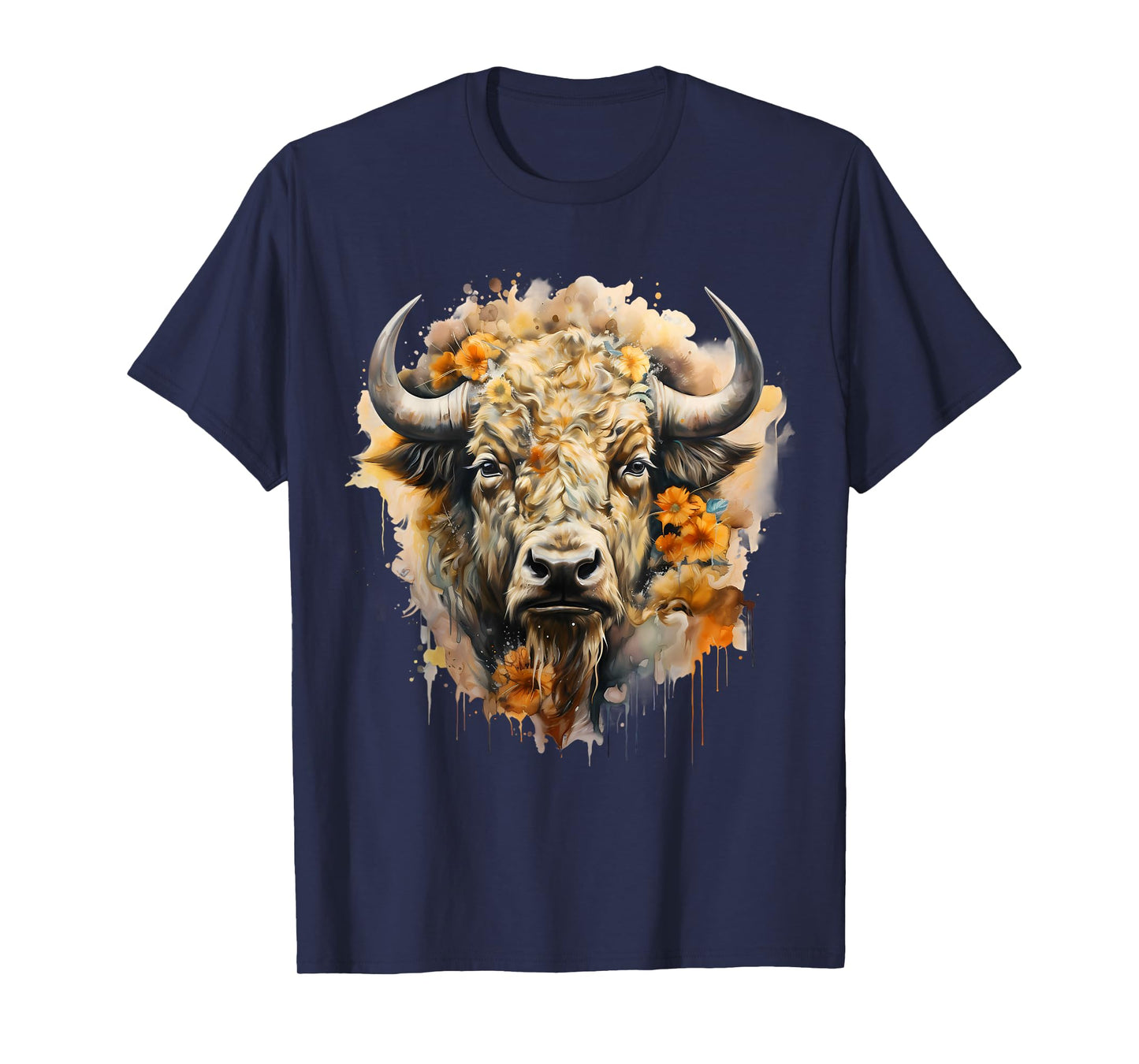 Buffalo Portrait Bison Animal Art Wildlife Savanna Splash T-Shirt