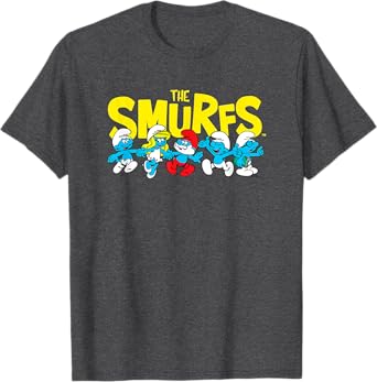 The Smurfs Logo with Smurfs Cast Retro Cartoon T-Shirt