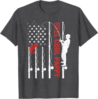 Reel Cool Pappy American Flag Fish Fishing Fathers Day Men T-Shirt