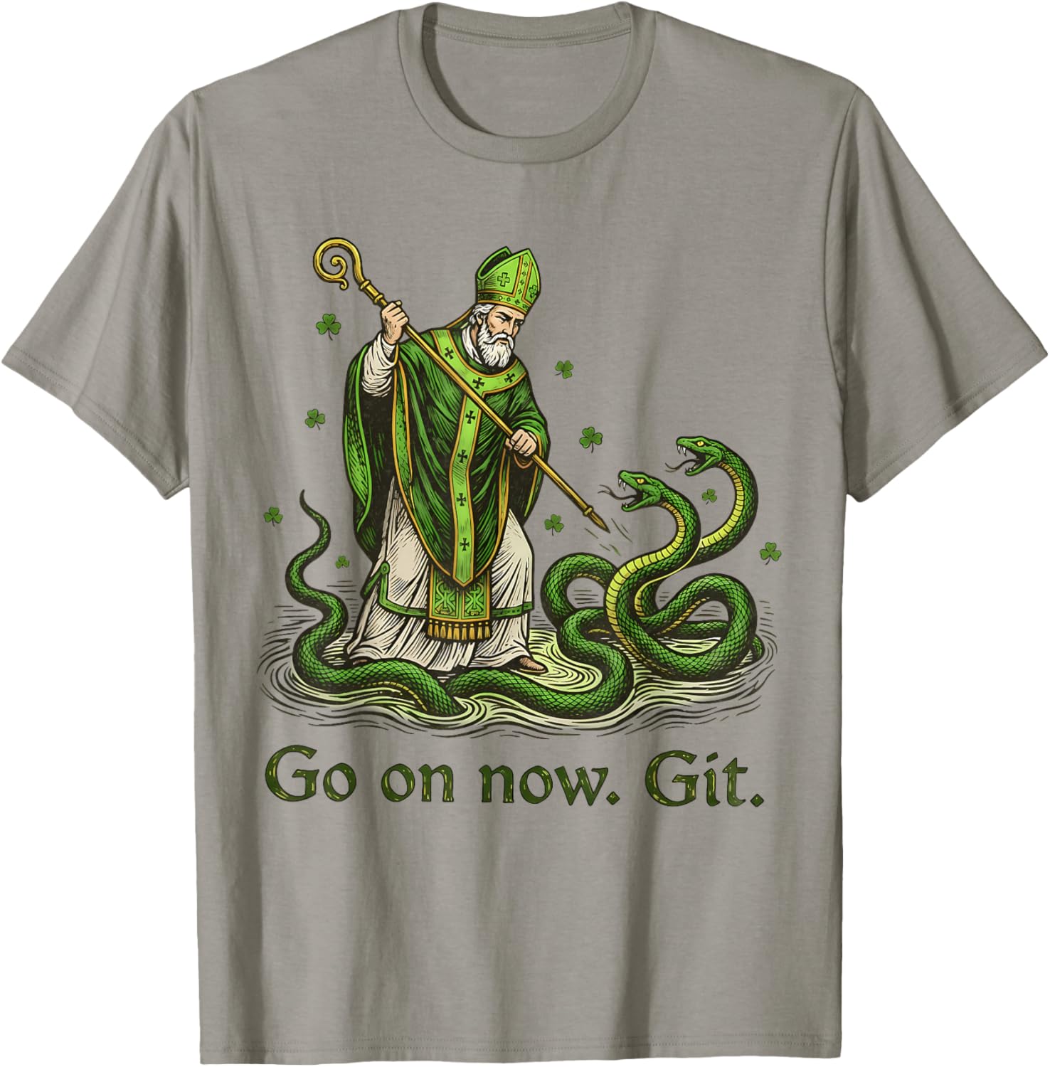 Go On Now Git St Patricks Day Irish Funny Saint Patrick T-Shirt - T-Shirt | Sand