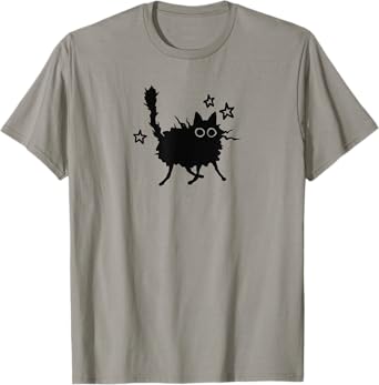 Y2K 90s Funny Scary Cat Tomcat is Scared under Starry T-Shirt