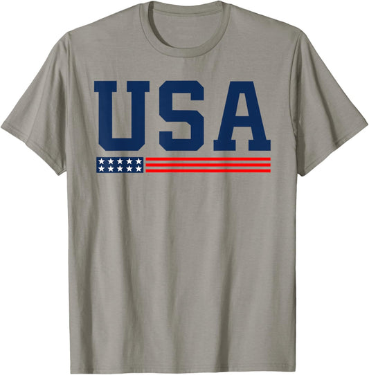 American Flag Proud American Boys Girls Men 4th of July USA T-Shirt