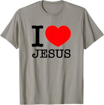 I Love (Heart) Jesus T-Shirt - Red Heart Black Text Design T-Shirt