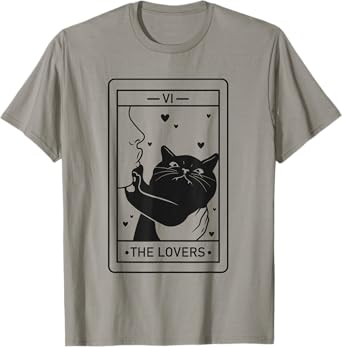 Black Cat Tarot Cute Witchy Cat Lover Men Women T-Shirt