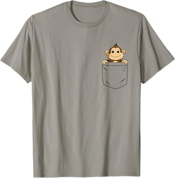Monkey Lovers Cute Funny Monkey In Pocket T-Shirt