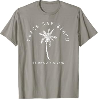 Original Grace Bay Turks & Caicos Palm Tree Novelty Art T-Shirt
