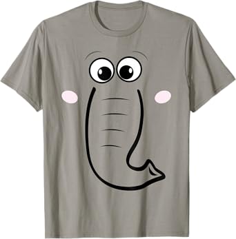 Elephant Face, Cartoon Style, Easy Halloween Costume T-Shirt