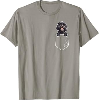 Mens Womens Cute Illustration Pocket Black Cockapoo Lover T-Shirt