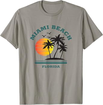 Retro Cool Miami Beach Mens Womens Florida Beaches Novelty T-Shirt