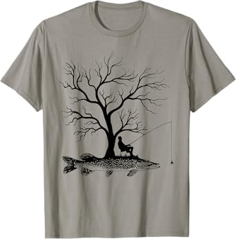 Graphic Tree Fishing Rod - Fish Northern Pike T-Shirt