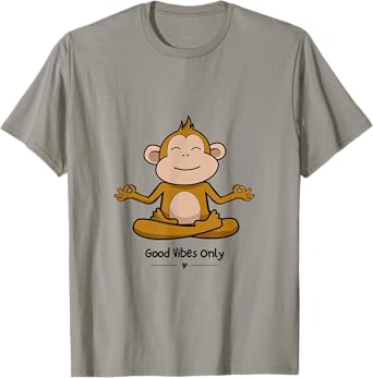 Meditating Monkey: Good Vibes Only - Cute and Funny Design T-Shirt